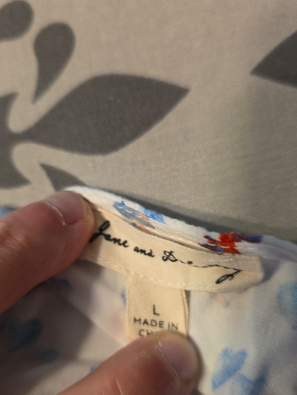 Jane and Delancey Cream Blouse with Blue and Red Floral Print